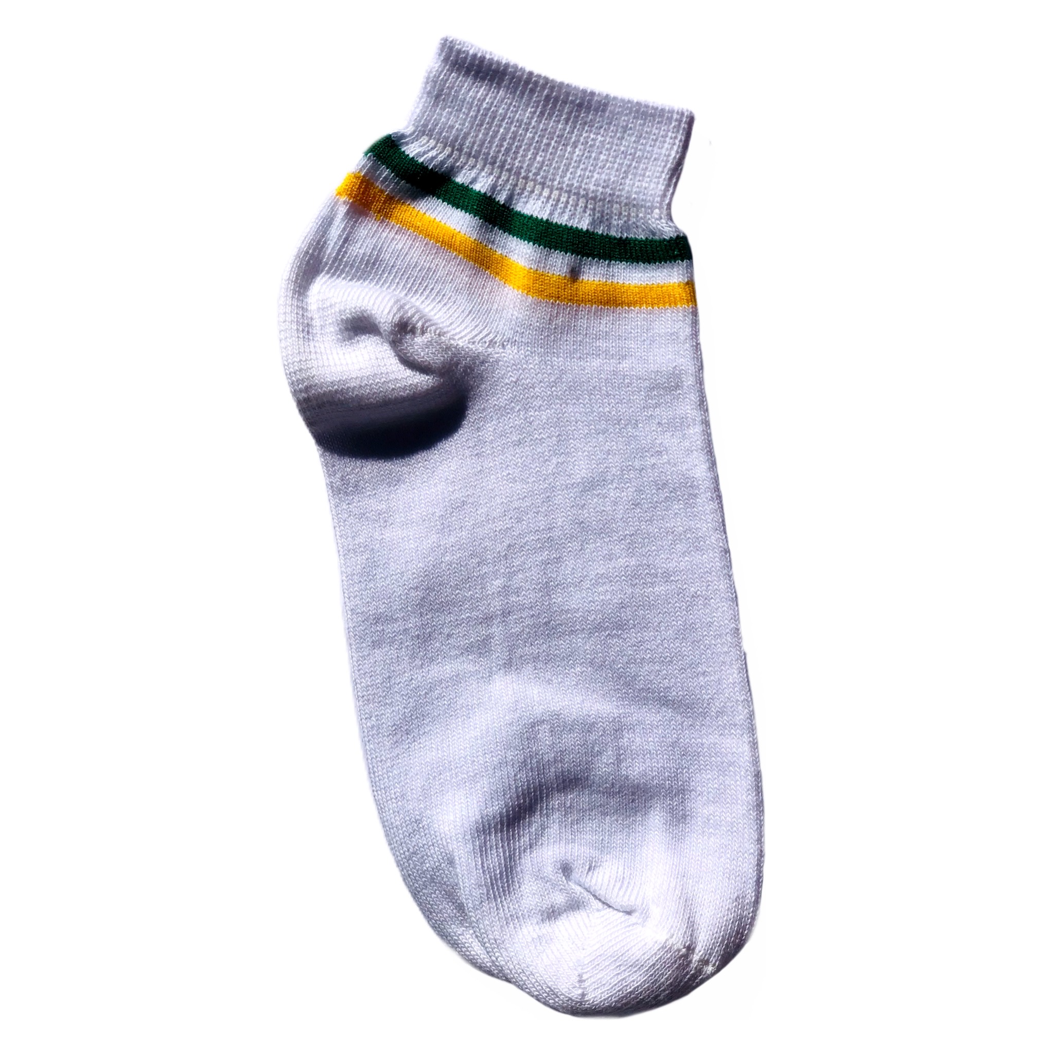 Soquetes Blancos Rayas Verde & Amarillo