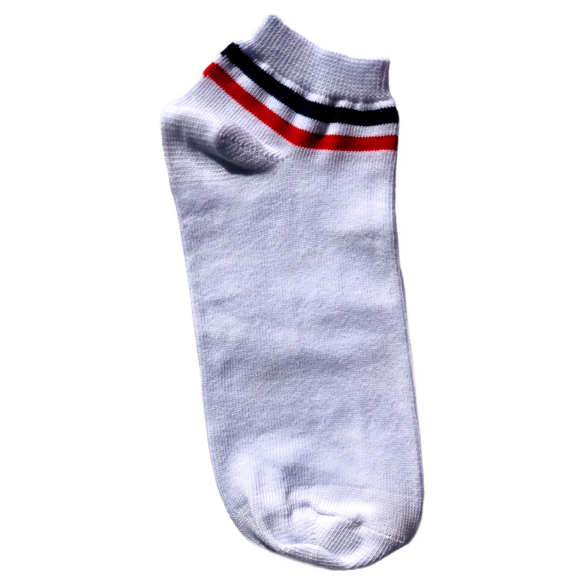 Soquetes Blancos Rayas Azul & Roj