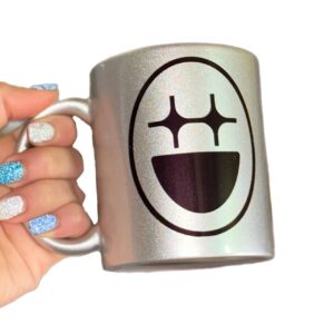 Taza Glitter plateada "Big Face Coffe"