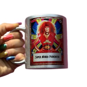 Taza Glitter plateada "Super Moria Poderosa"