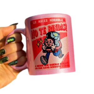 Taza Glitter rosa "Lo haces horrible, pero no te rindas"