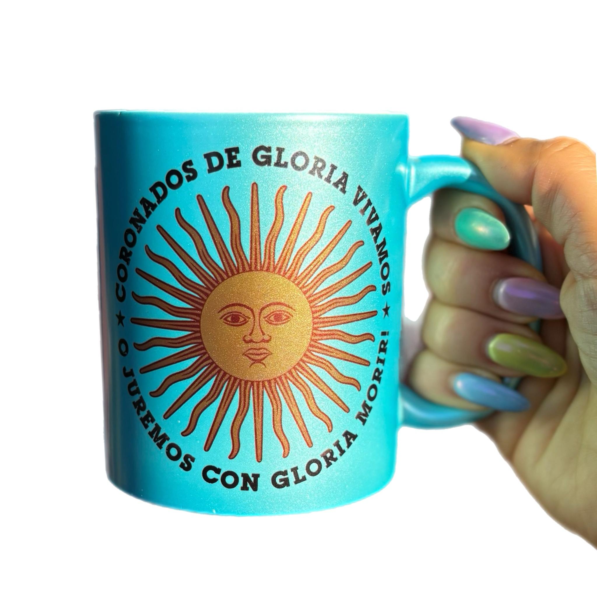 Taza Glitter Celeste “Coronados De Gloria”