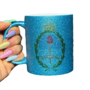 Taza Glitter Celeste Escudo Nacional
