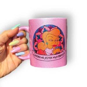 Taza Glitter Rosa "Ahora no, estoy muy ebria"