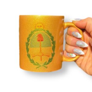 Taza Glitter Dorada Escudo Nacional