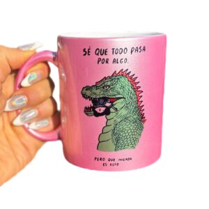Taza Glitter Rosa "Que Mierda es Esto?"