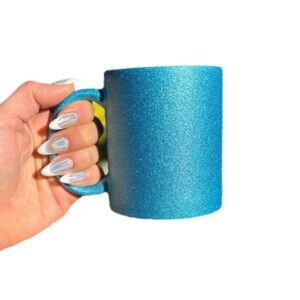 Taza de Porcelana Importada con Glitter Celeste