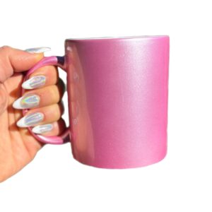 Taza de Porcelana Importada con Glitter Rosa