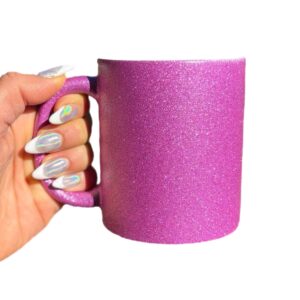 Taza de Porcelana Importada con Glitter Fuccia