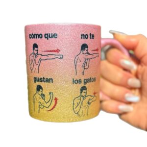 Taza Glitter Bicolor "Como Que No Te Gustan Los Gatos?"